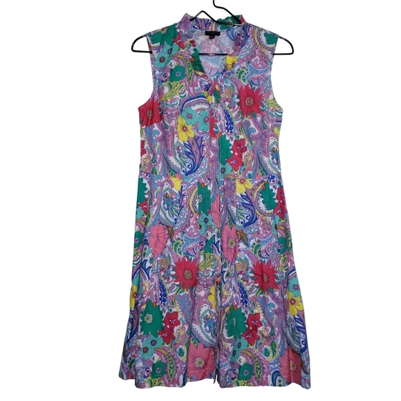 Talbots Paisley Floral Pleaded Dress - Picture 2 of 7